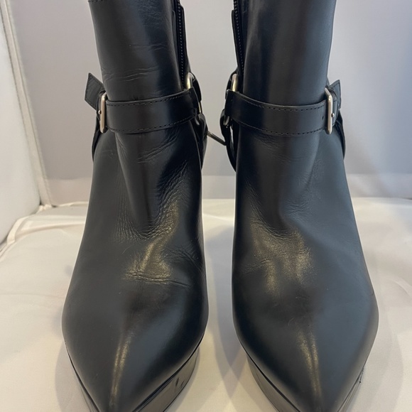 SAINT LAURENT - ANKLE BOOTS - STILETTO BLACK LEATHER FABULOUS SIZE 39.5 - Picture 2 of 6